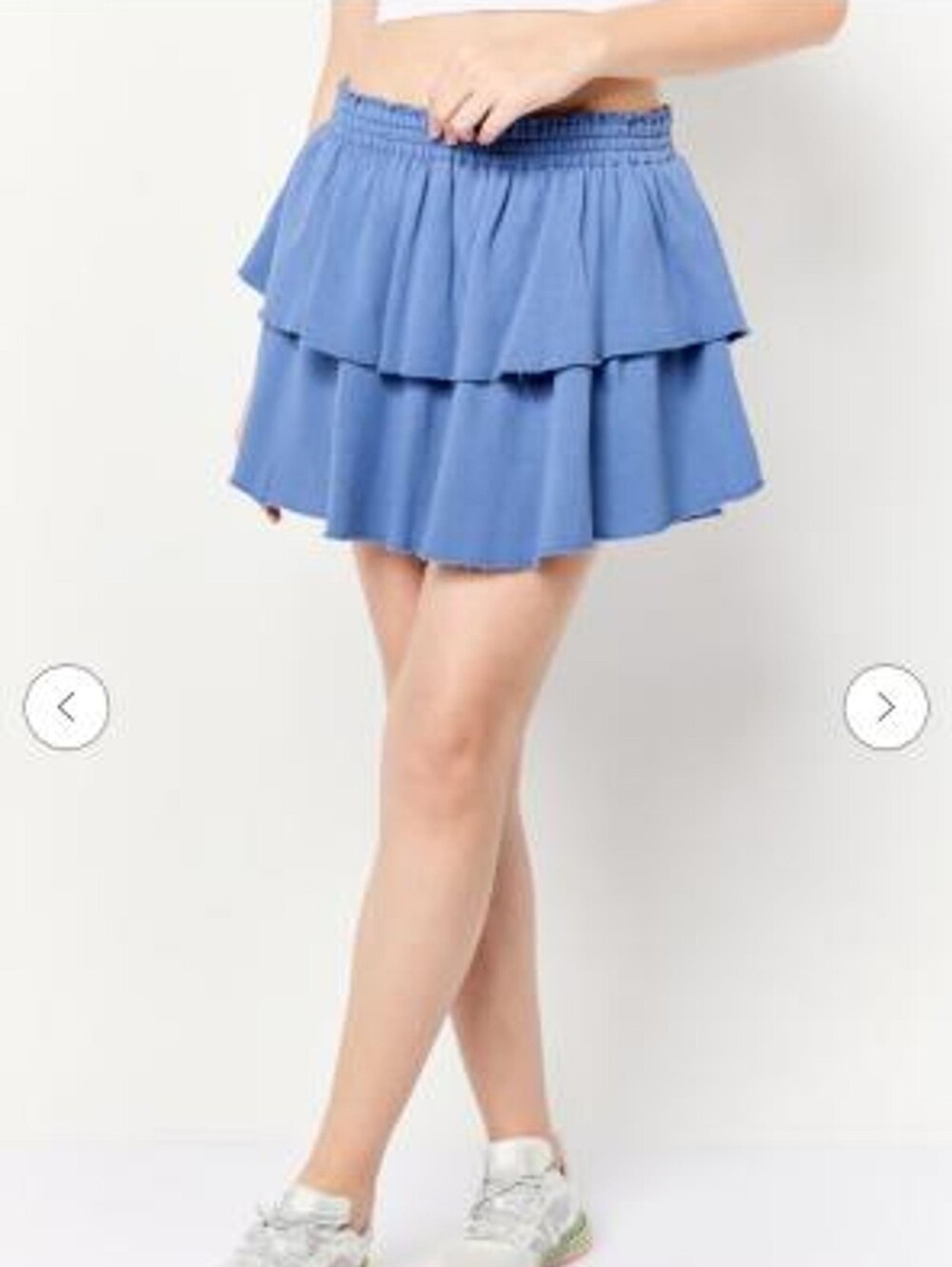 aerie Light Blue Fleece Tiered Ruffle Mini Skirt Size Medium